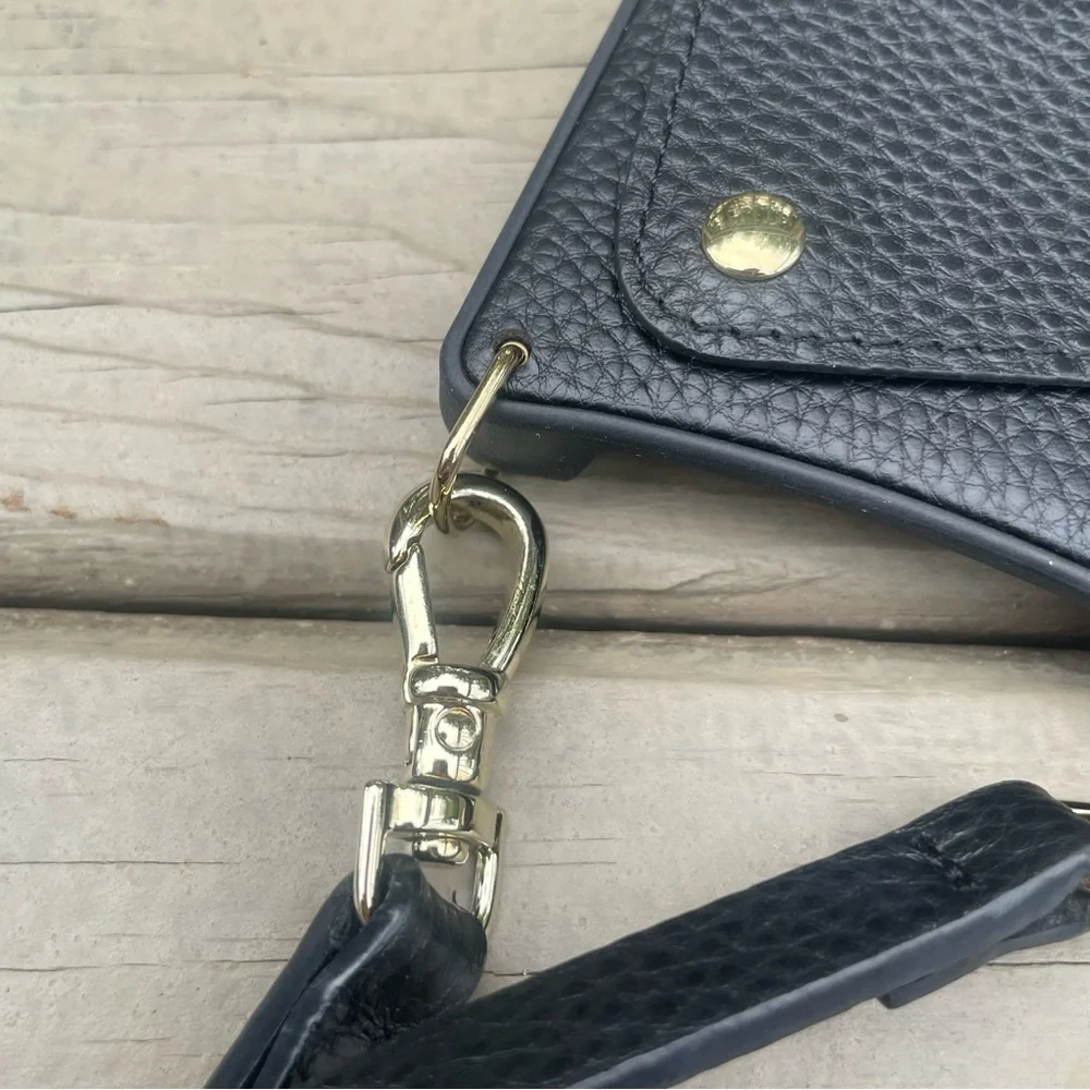 Bandolier Emma Pebble Leather Case Crossbody in Black for iPhone 13 Pro Max